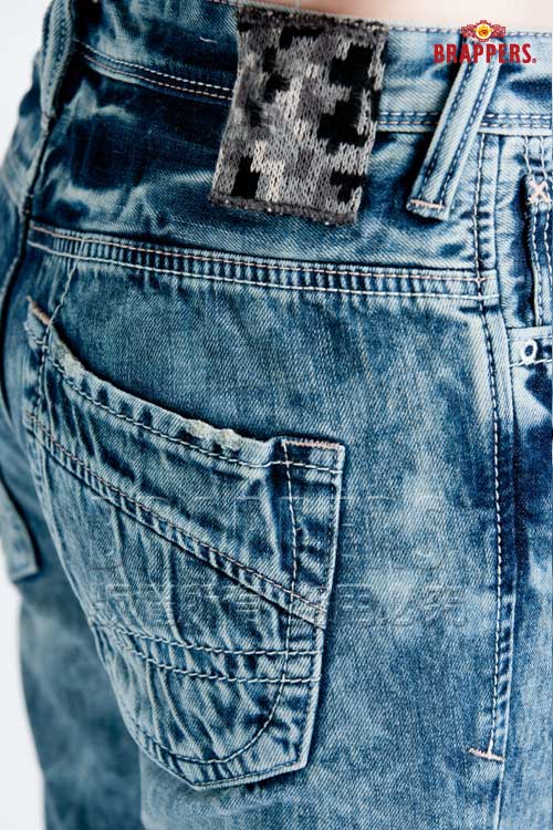 BRAPPERS 女款 Boy Friend Jeans系列-3D反摺直筒褲-淺藍雪花