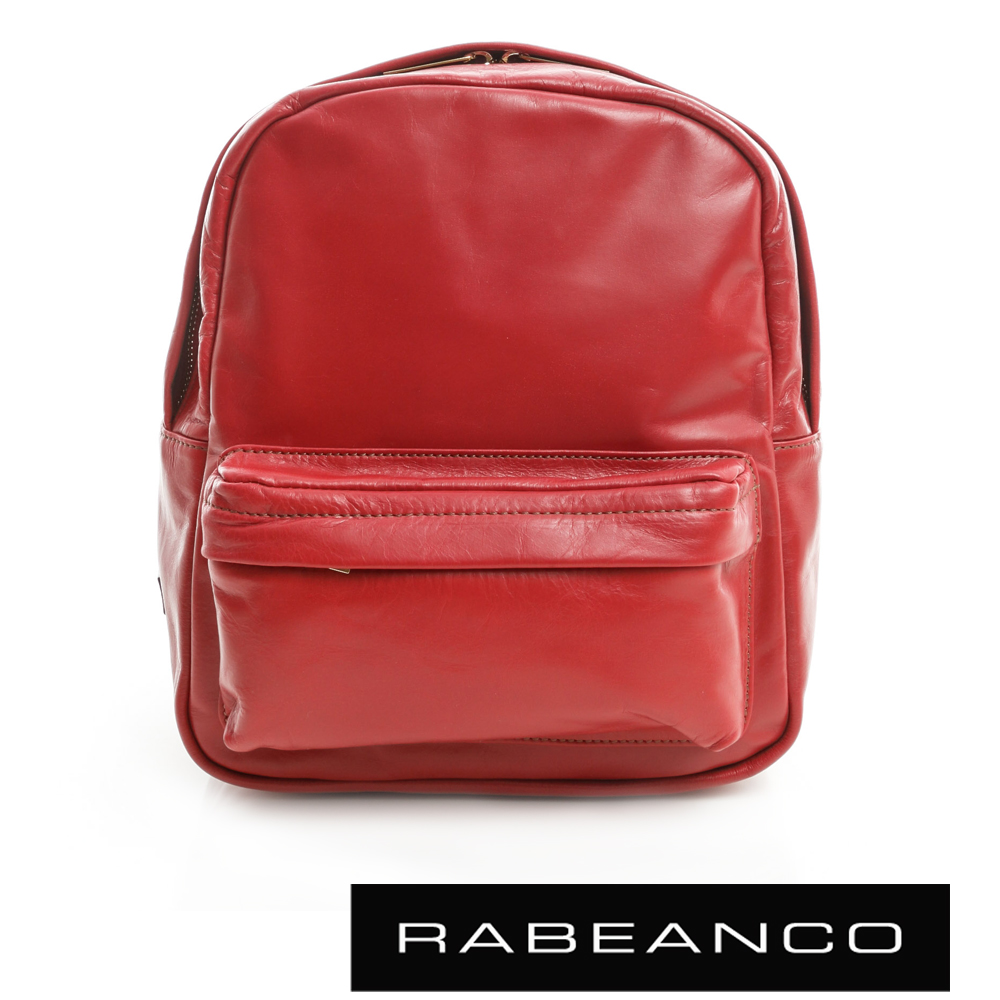 RABEANCO 時尚系列牛皮鍊帶後背包 紅