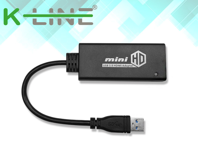 k-Line USB3.0(公) to HDMI(母) 外接顯示卡(黑)