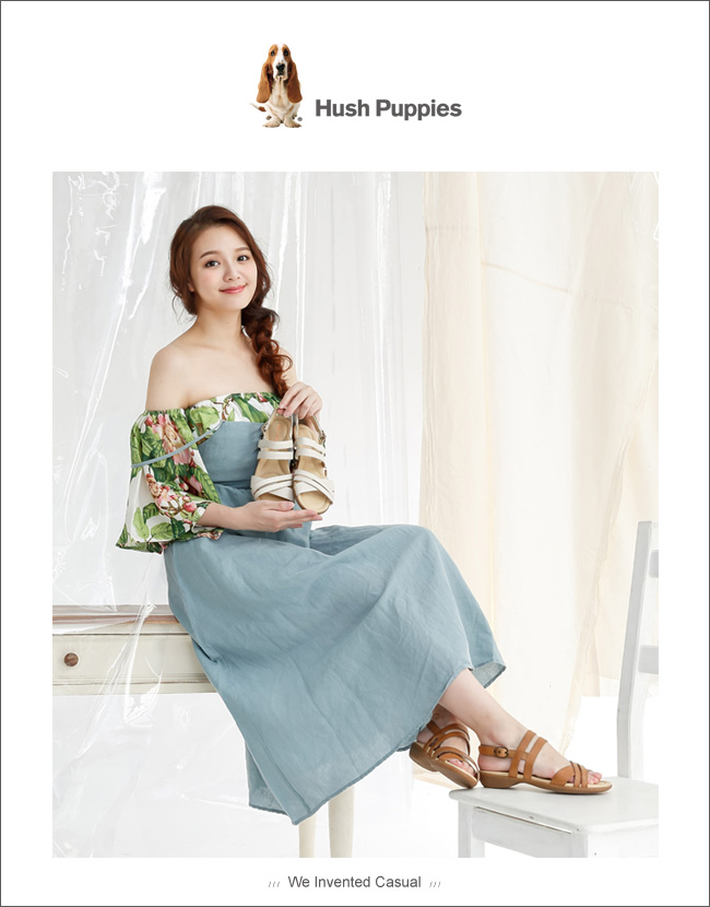 Hush Puppies DACHSHUND 舒適減壓羅馬涼鞋-米白