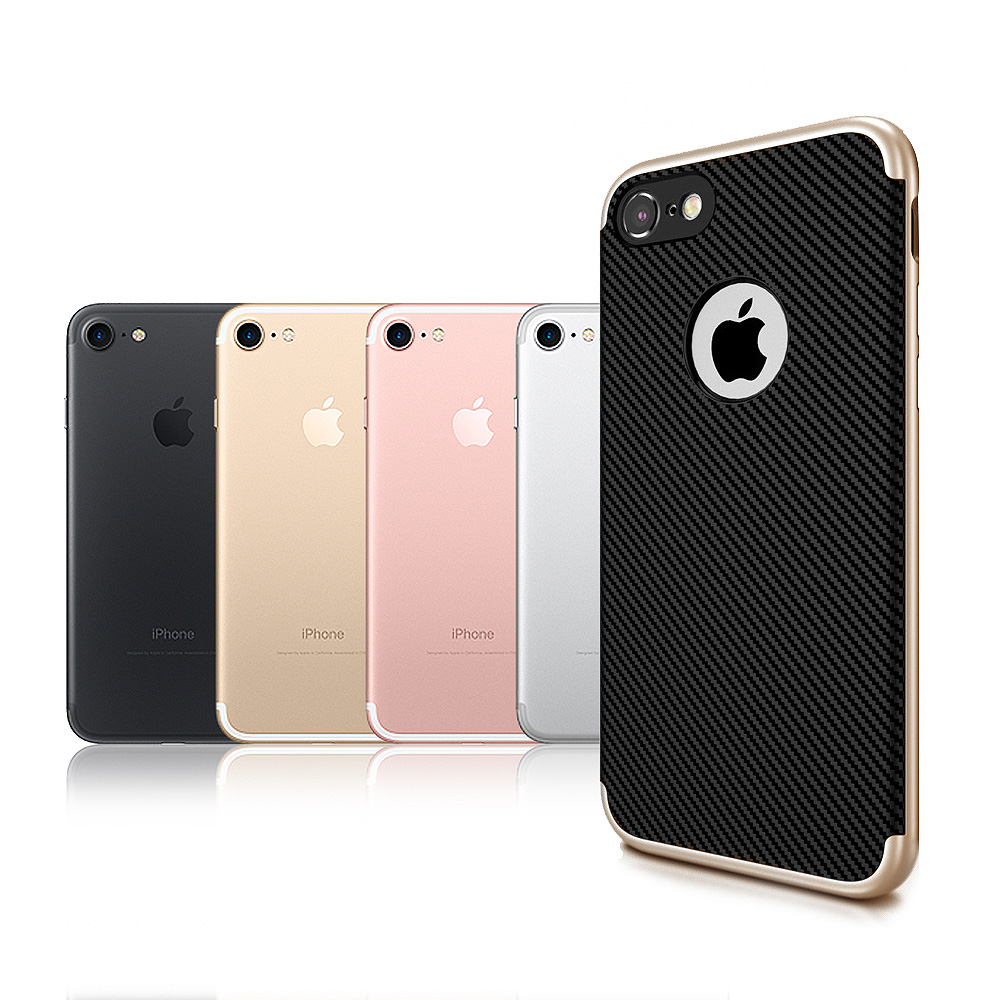 VXTRA iPhone 8/iPhone 7 防震電鍍雙料軟性手機殼 富豪金