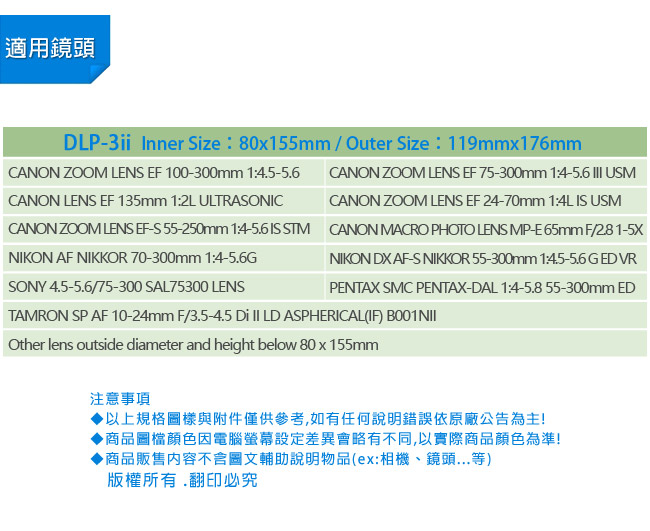 JJC DLP-3 二代 豪華便利鏡頭袋 80x155mm