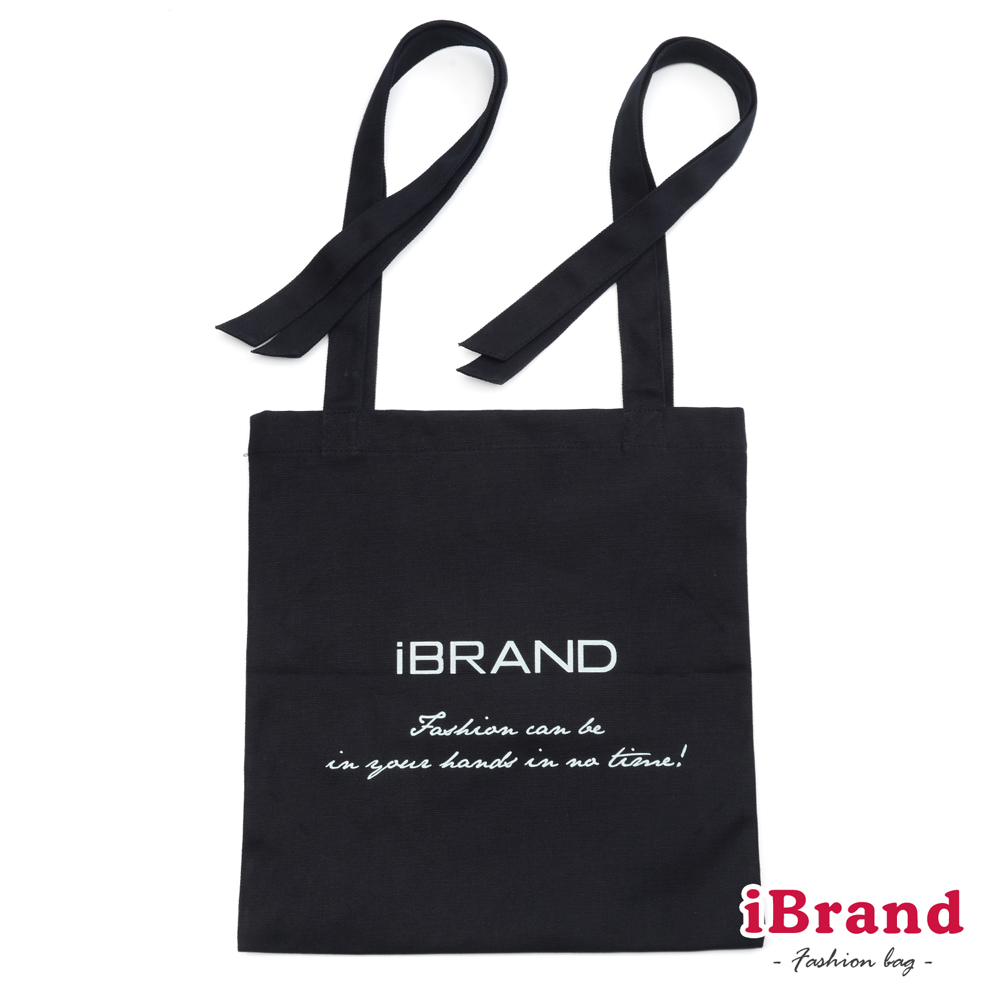 iBrand 簡單生活小清新綁帶帆布4way萬用提袋-黑色