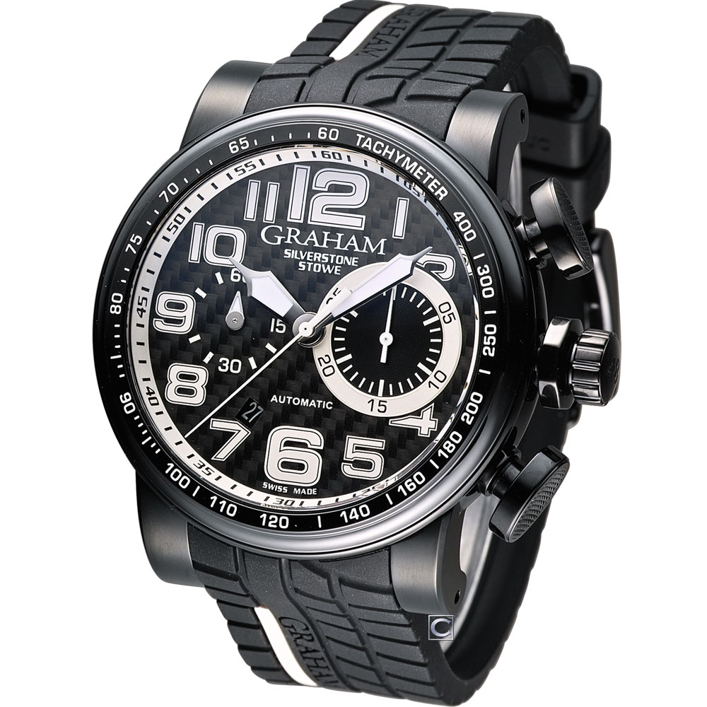 GRAHAM Silverstone Stowe Racing 計時機械腕錶-黑/48mm