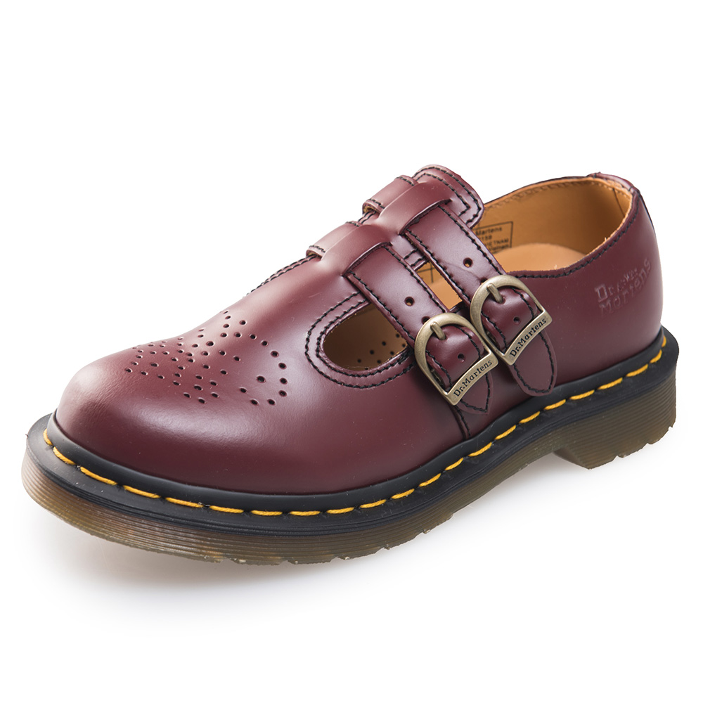 Dr.Martens-經典8065MARY JANE橫帶雙扣瑪莉珍鞋-酒紅色R20159600