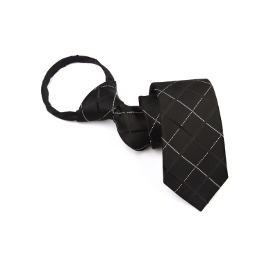 拉福   領帶窄版領帶6cm領帶拉鍊領帶(黑格)