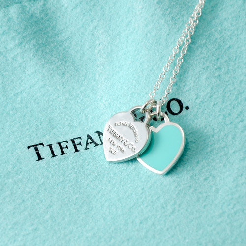 Tiffany&Co. Return to Tiffany 迷你雙色雙心純銀項鍊 經典藍