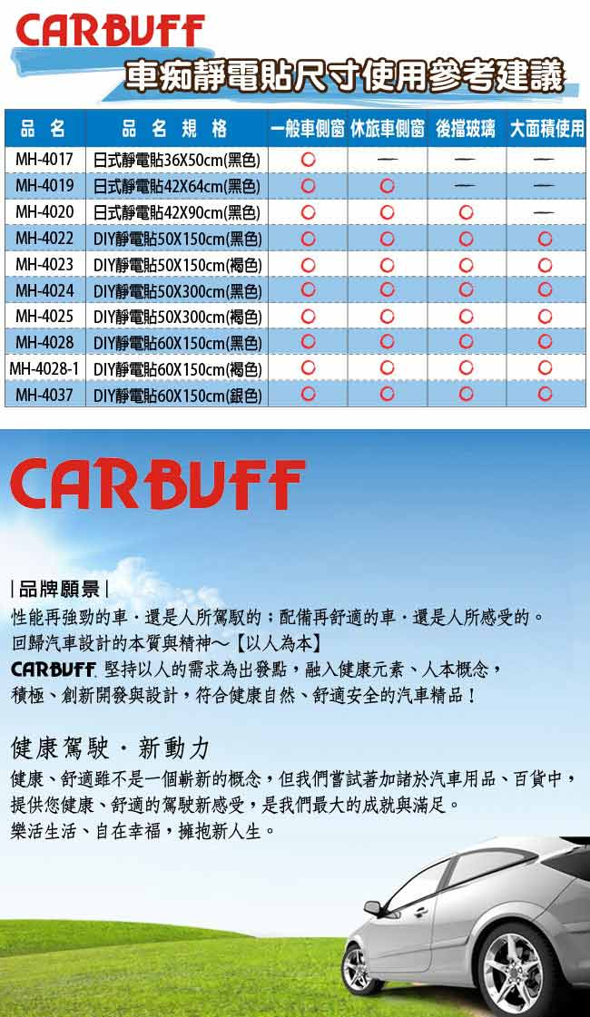 CARBUFF 車痴DIY玻璃靜電貼(黑50X300cm) MH-4024