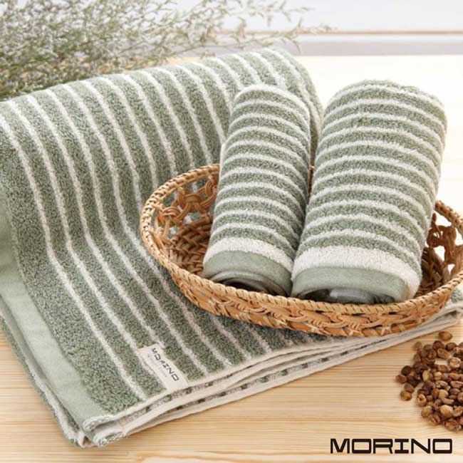 咖啡紗X有機棉橫紋毛巾MORINO摩力諾