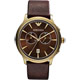 ARMANI Classic 爵士時尚雙眼計時腕錶-咖啡x金框/43mm product thumbnail 1