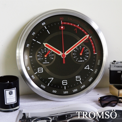 TROMSO風尚義大利金屬時鐘-超跑雙圈紅