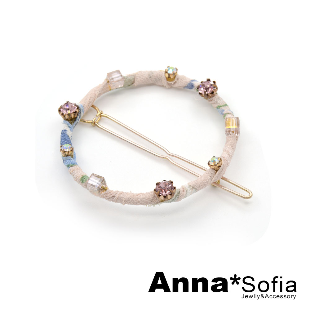 AnnaSofia 穗花鑽空圈 純手工小髮夾(粉系)