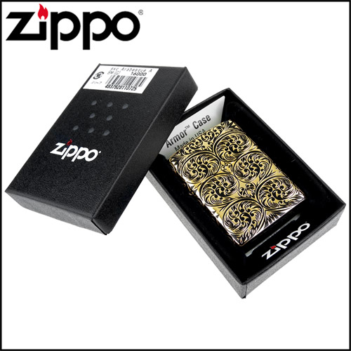 ZIPPO 日系~阿拉伯花紋5面蝕刻加工打火機(ARMOR裝甲)(霧黑金A款)