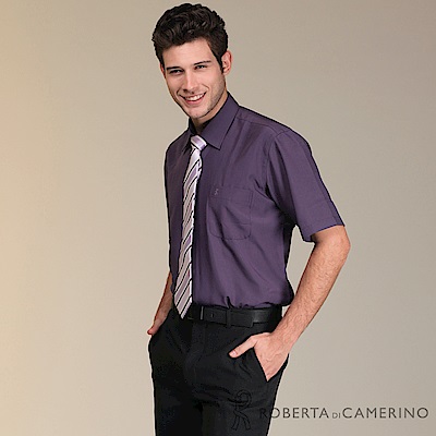 ROBERTA諾貝達 台灣製 進口素材 舒適柔軟商務短袖襯衫 紫色