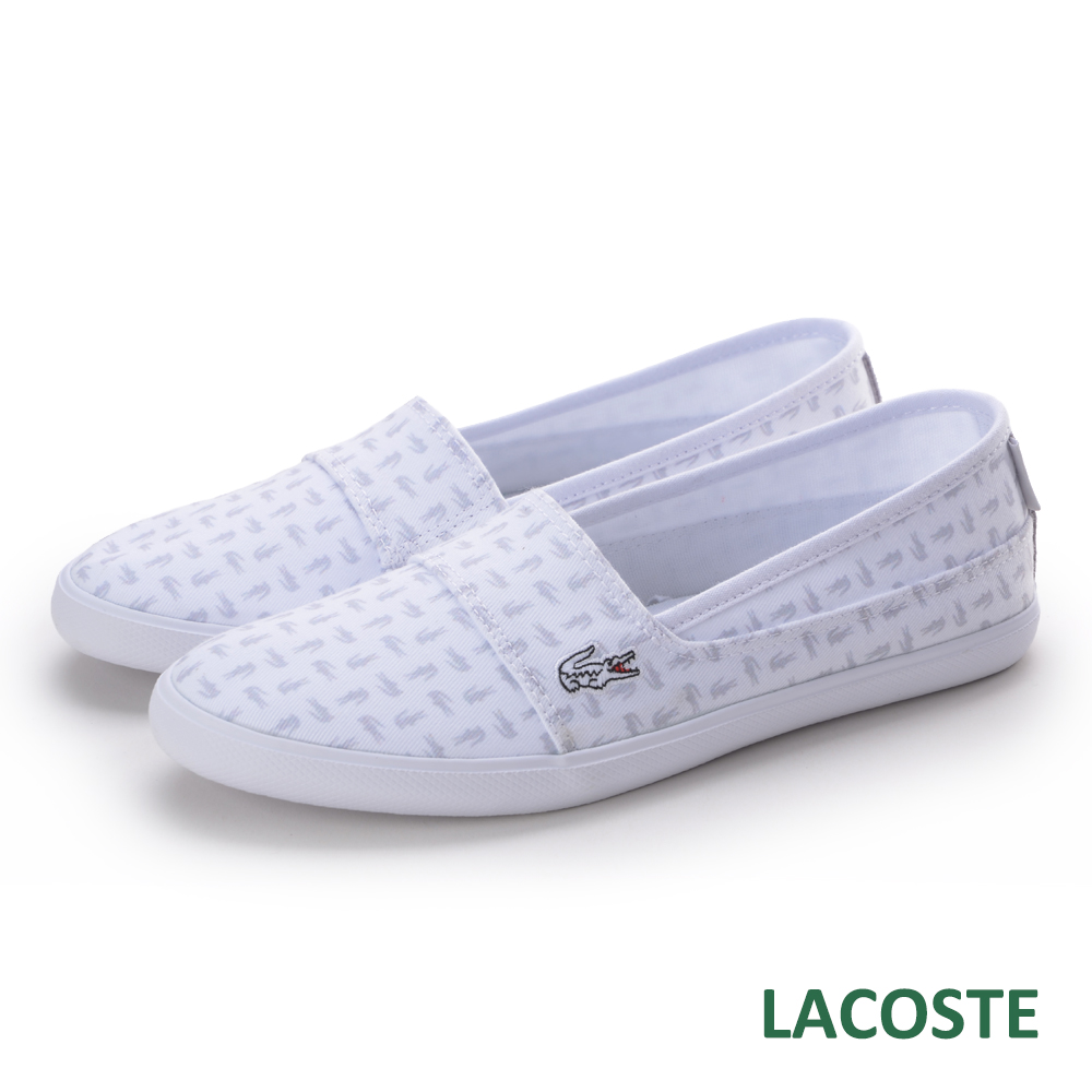 LACOSTE marice 女用LOGO休閒懶人鞋-白色