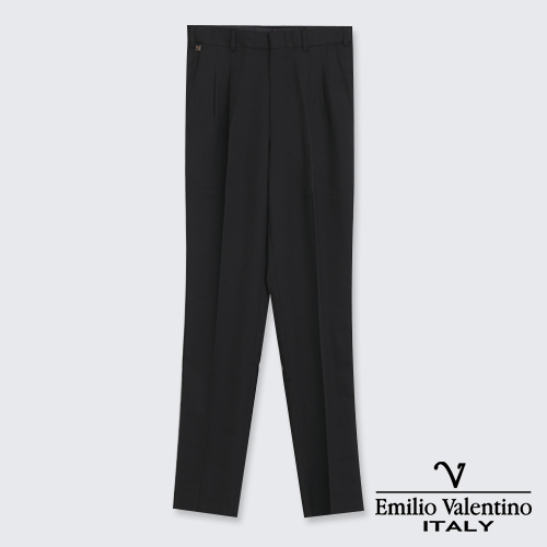 Emilio Valentino 范倫提諾精品打摺西褲-黑