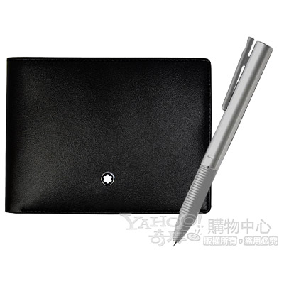 MONTBLANC 萬寶龍 經典六卡時尚短夾+LAMY簡約鋼珠筆