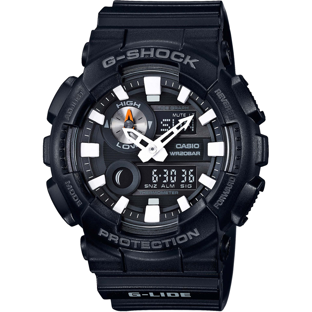 CASIO卡西歐 G-SHOCK G-LIDE 衝浪運動雙顯錶-黑/51mm