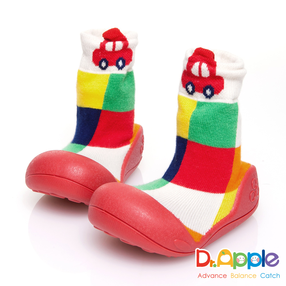 Dr. Apple 機能童鞋 俏皮小車襪型學步鞋-紅
