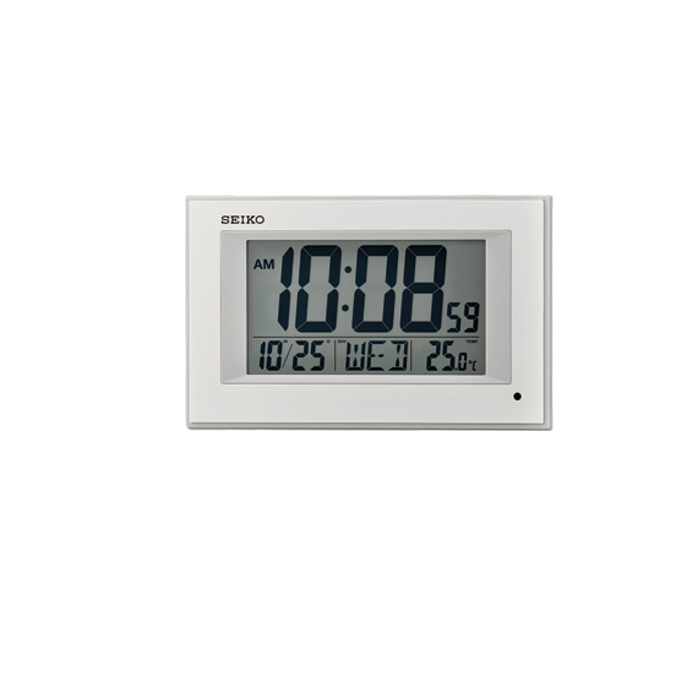 SEIKO 日本精工 電子鐘 溫度/日期(QHL077W)-白/16.2X25.6cm