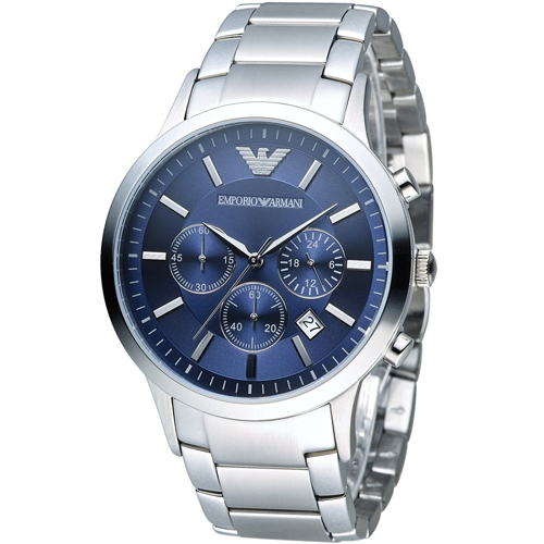 EMPORIO ARMANI 時尚計時腕錶(AR2448)-藍/43mm