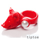 tiptoe by e.m. 逼真小豬頭 壓克力珍珠戒指 (Strong Red) product thumbnail 1