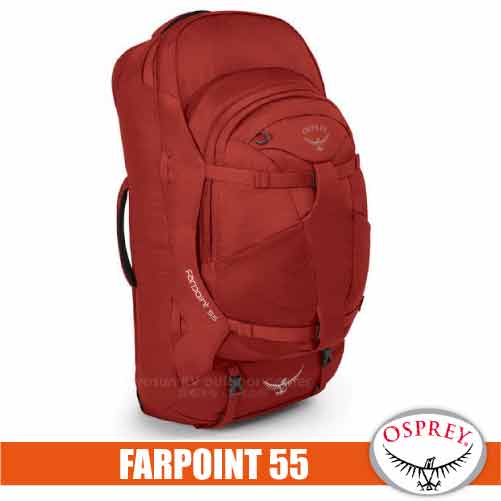 【OSPREY】新款 Farpoint 55L 多功能登機箱.行李箱背包_寶石紅 R