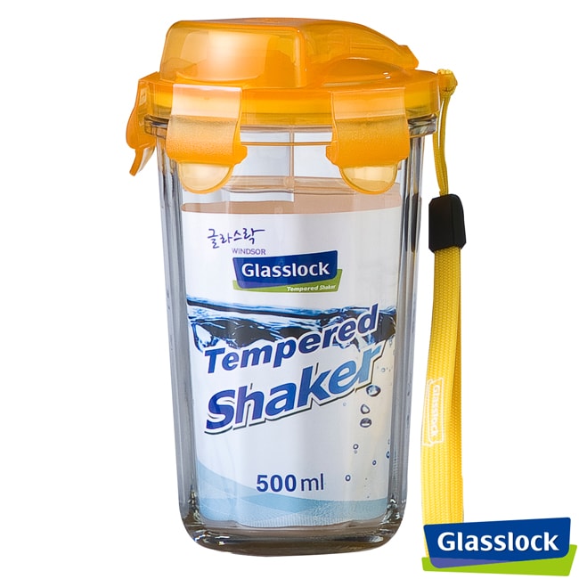 Glasslock強化玻璃環保攜帶型水杯 繽紛款500ml(橘色)