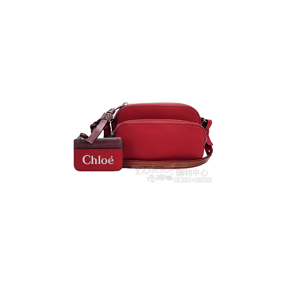 CHLOE SAM 紅色雙袋設計斜背包(附萬用小包)