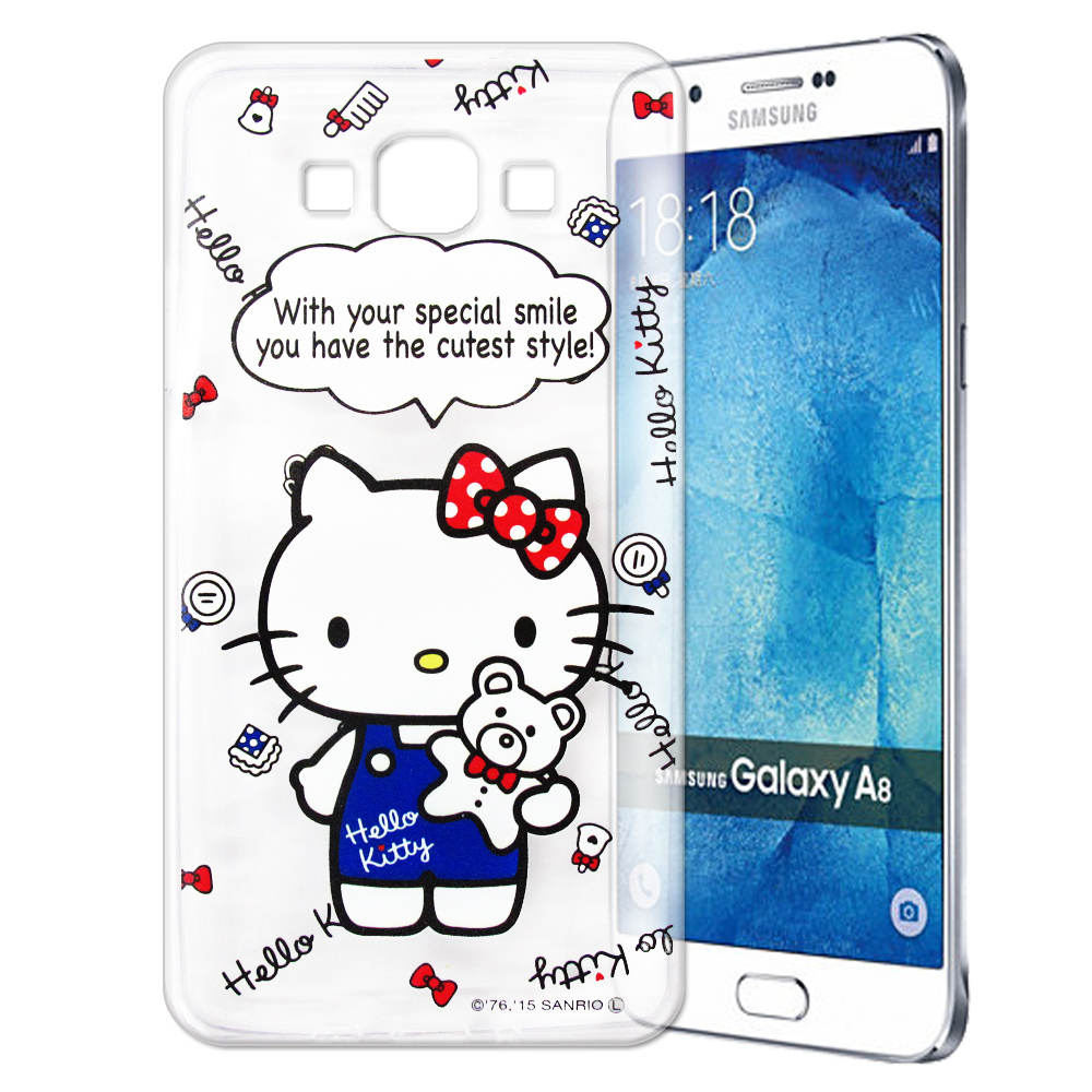 Hello Kitty Samsung Galaxy A8 透明軟式殼 公仔款