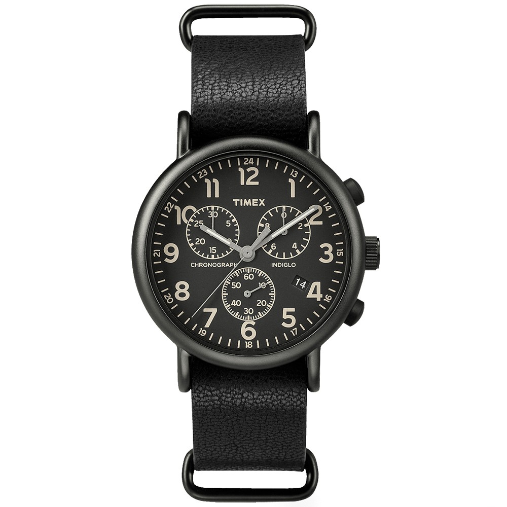 TIMEX-Weekender Chrono三眼計時手錶-全黑-40mm