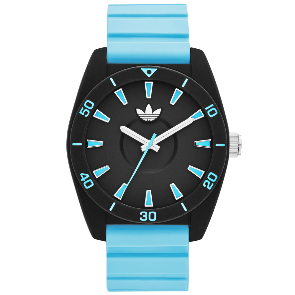 adidas 極致色彩時刻時尚限量版腕錶-黑x粉藍/40mm