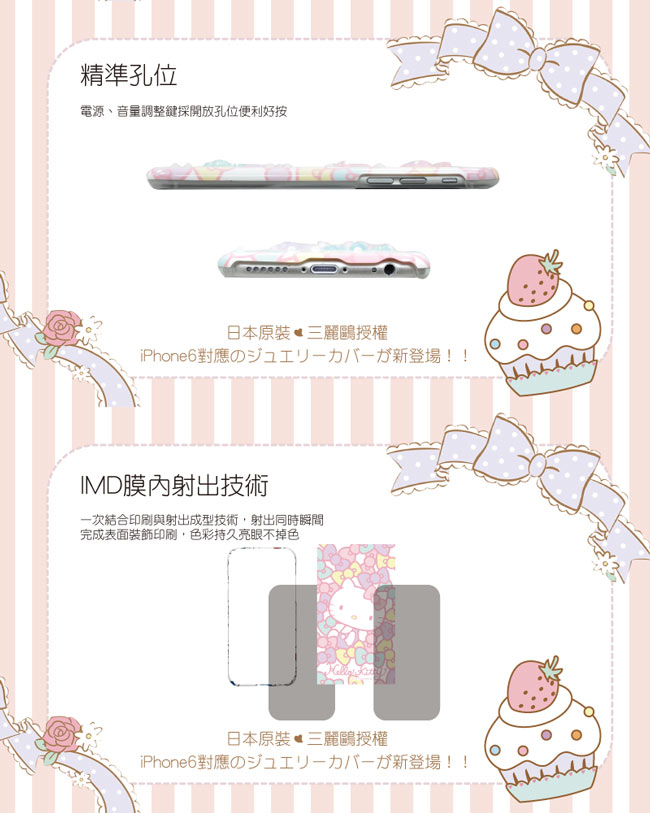 日本Suncrest HelloKitty iPhone6(4.7)閃鑽保護殼(粉嫩蝴蝶結