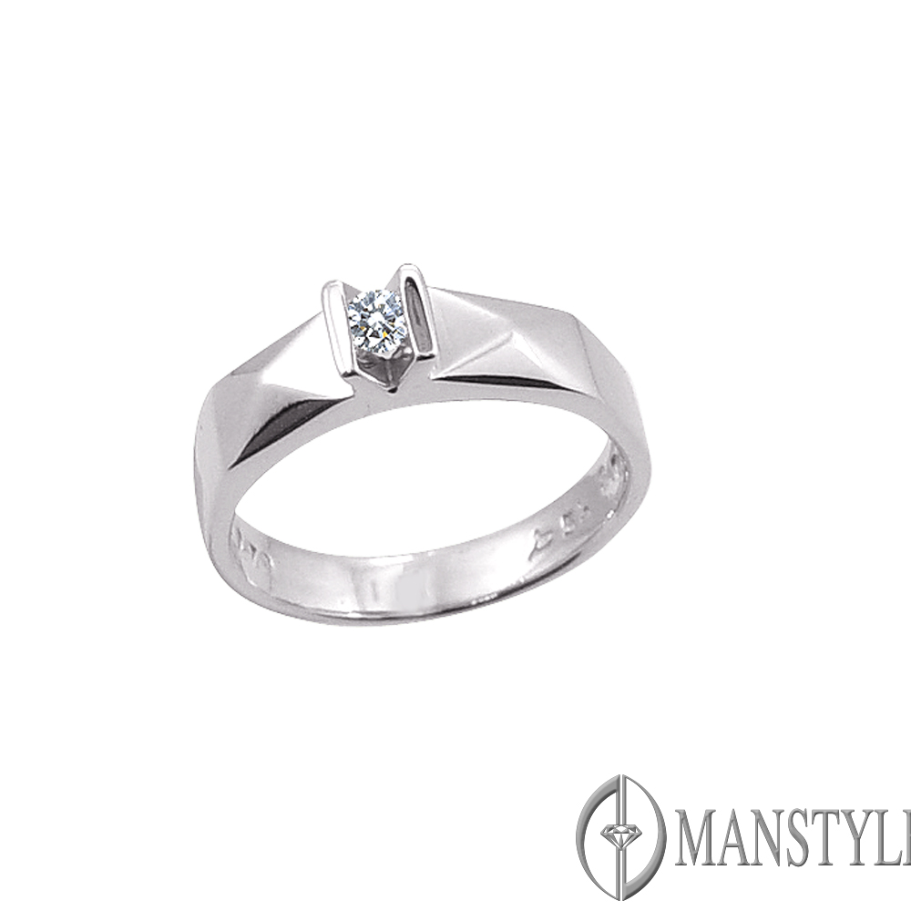 MANSTYLE「愛只有你」0.10ct 八心八箭鑽戒-男戒