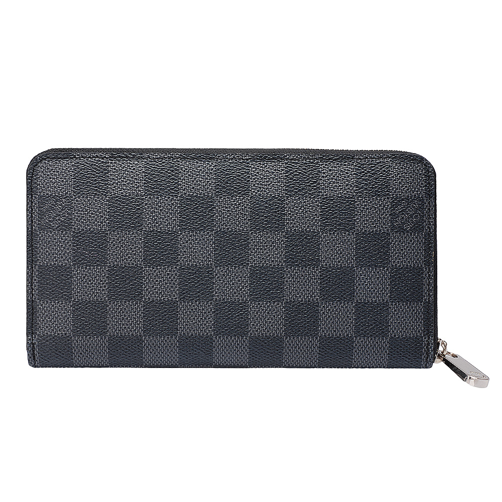 LV N63095 Damier Graphite棋盤格拉鍊長夾(黑灰)