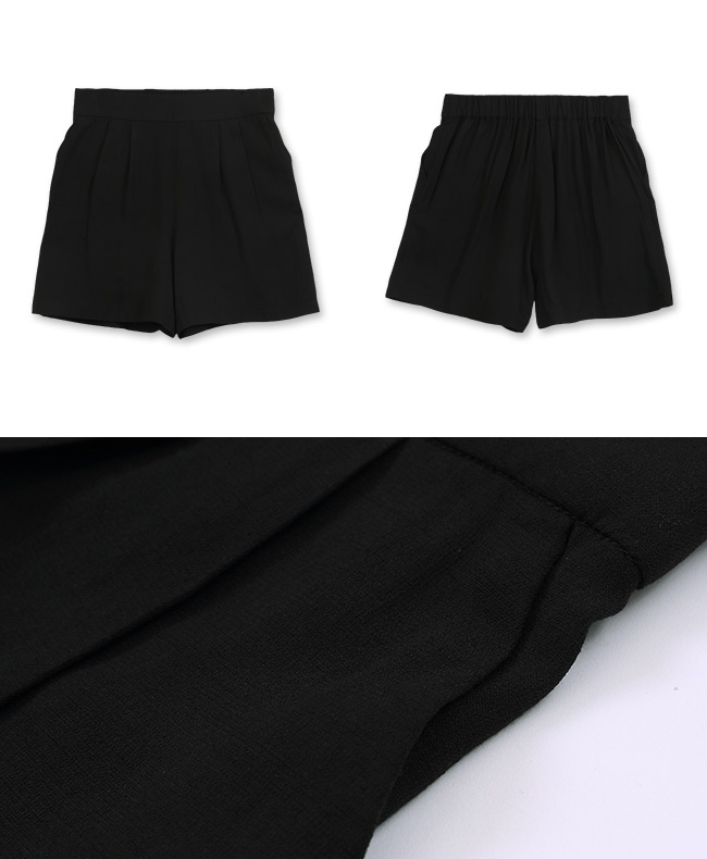 H:CONNECT 韓國品牌 女裝 - 雙色混紗細摺短褲(快)