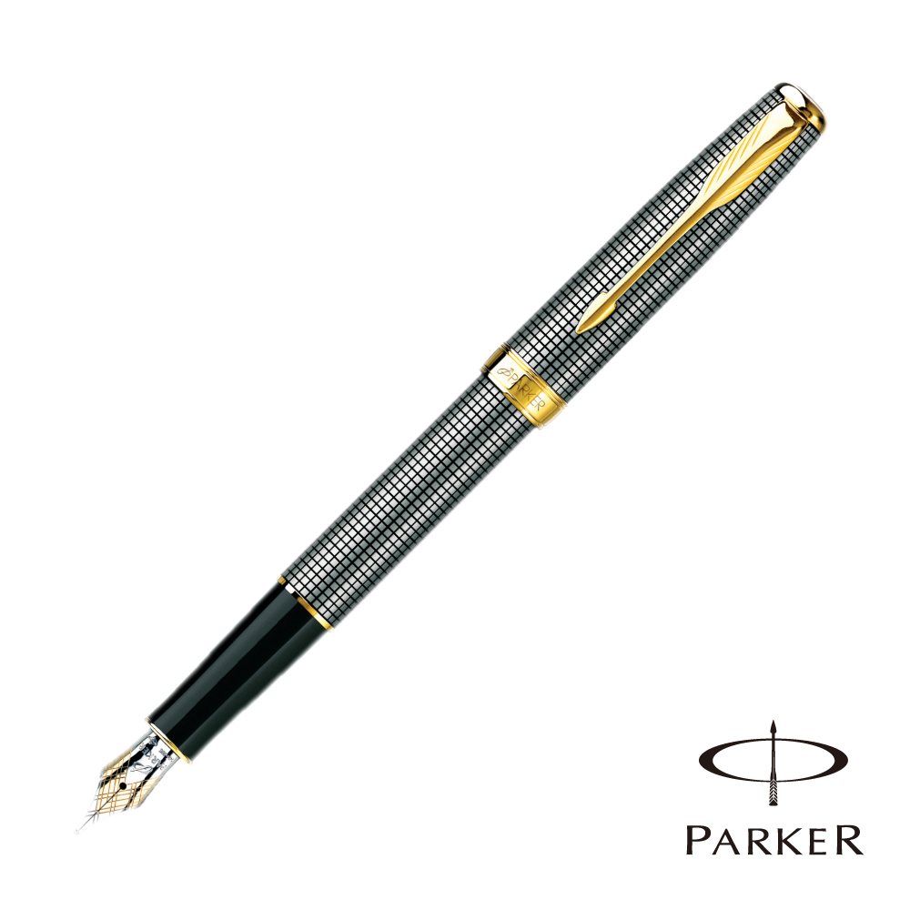 PARKER 派克 SONNET 商籟 尊貴系列 純銀格金夾 鋼筆