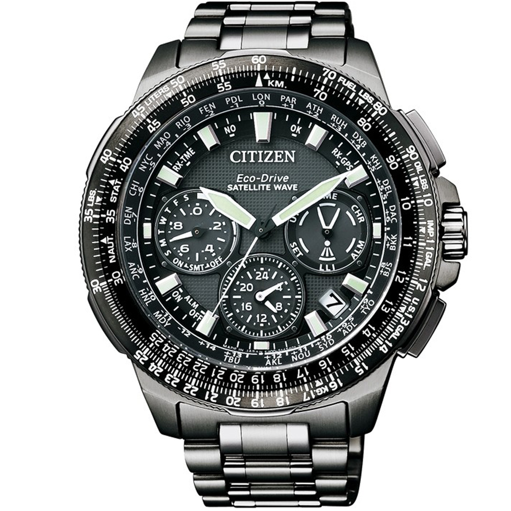 CITIZEN PROMASTER鈦領航雙時區計時錶(CC9025-51E)-黑/47mm