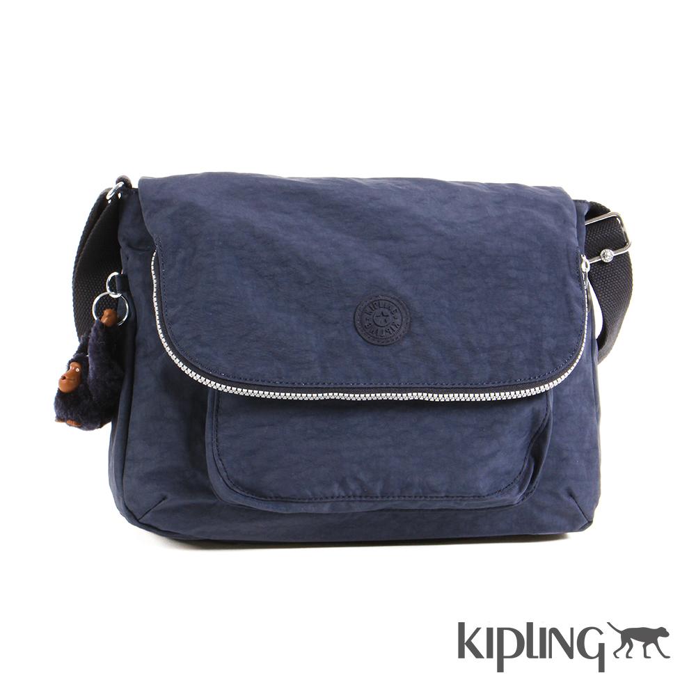 Kipling 斜背包 深海藍素面-中