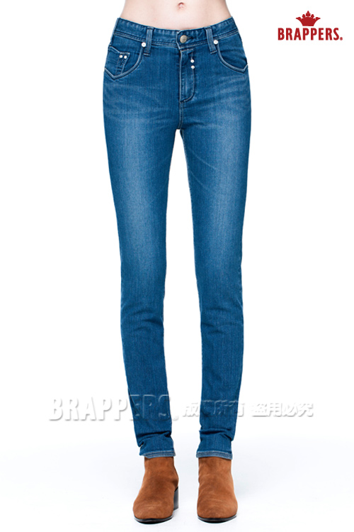 BRAPPERS 女款 新美腳Royal系列-中腰彈性窄管褲-淺藍