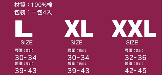 喜多 免洗褲(孕婦款4入/包 X4組) M/L/XL三種尺寸可選