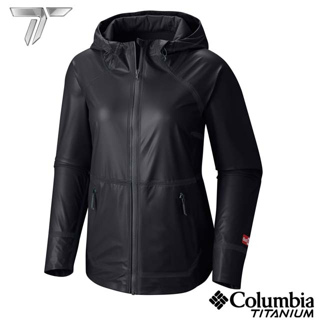 Columbia 哥倫比亞 女-鈦OD連帽防水雙面外套-黑色-URR10380BK