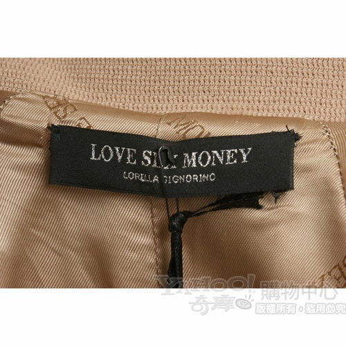 LOVE SEX MONEY 米咖色漸層皮草拼接大衣(不含腰帶)