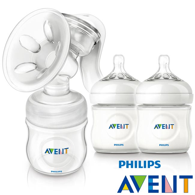 PHILIPS AVENT 輕乳感PP手動吸乳器+親乳感PP奶瓶125ml雙入(超值組)