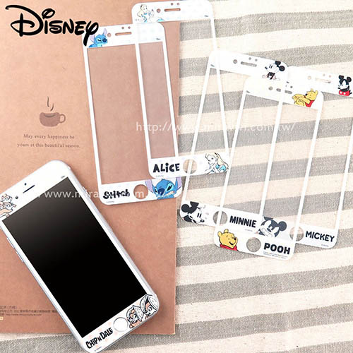 Disney迪士尼iPhone 7 (4.7吋) 9H滿版玻璃保護貼_白色系列