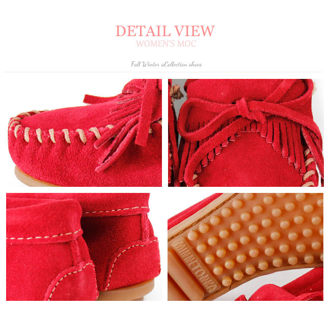 MINNETONKA 紅色麂皮素面莫卡辛 女鞋 (展示品)