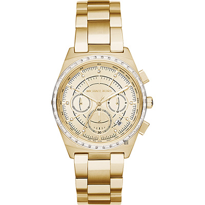 Michael Kors MK 舞台魅力三眼計時腕錶(MK6421)-金/38mm