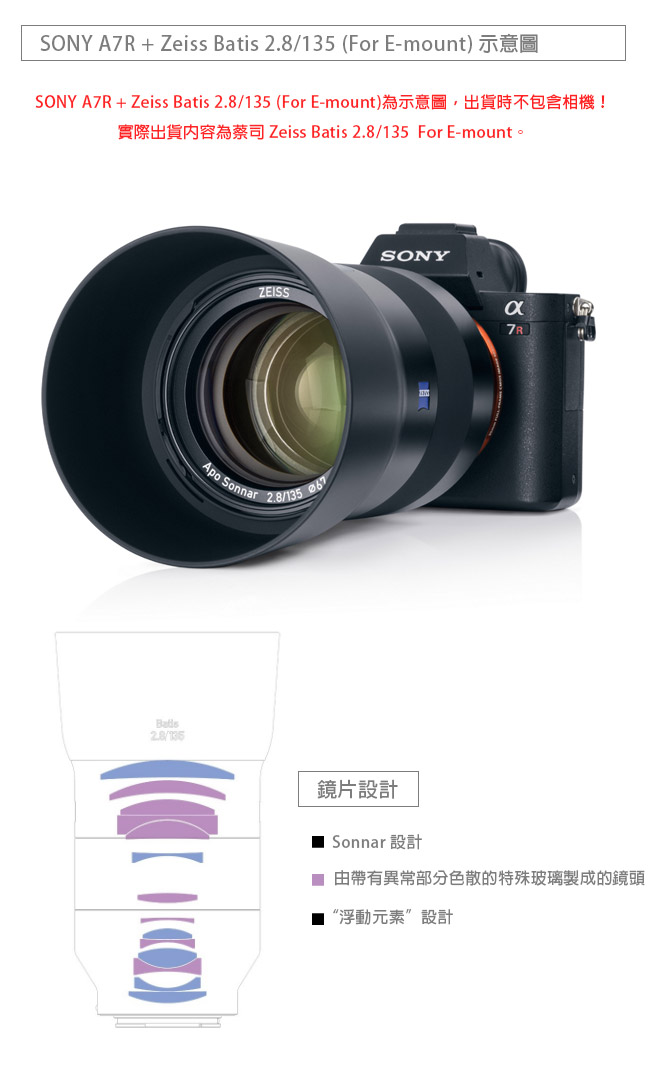 蔡司 Carl Zeiss Batis 2.8/135 (公司貨) For E-mount