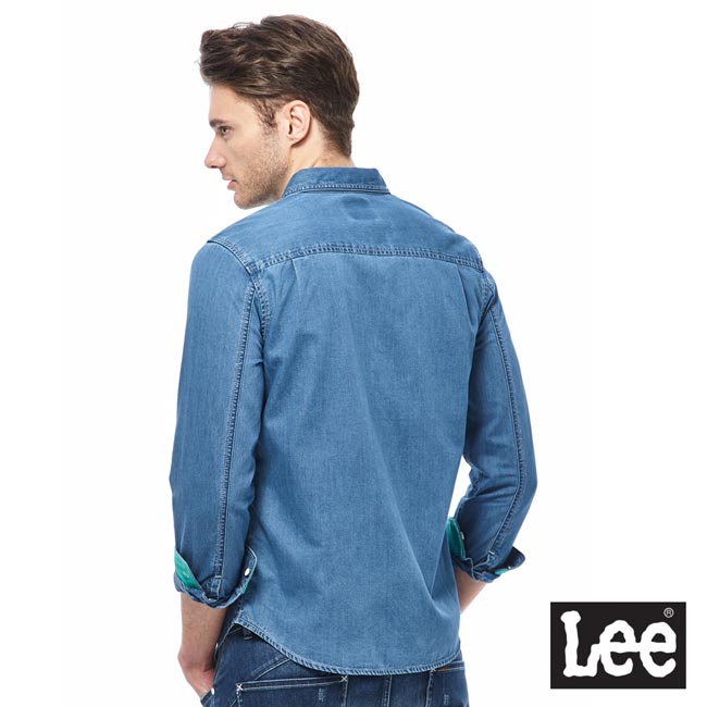Lee UR牛仔長衫襯衫-男款-藍