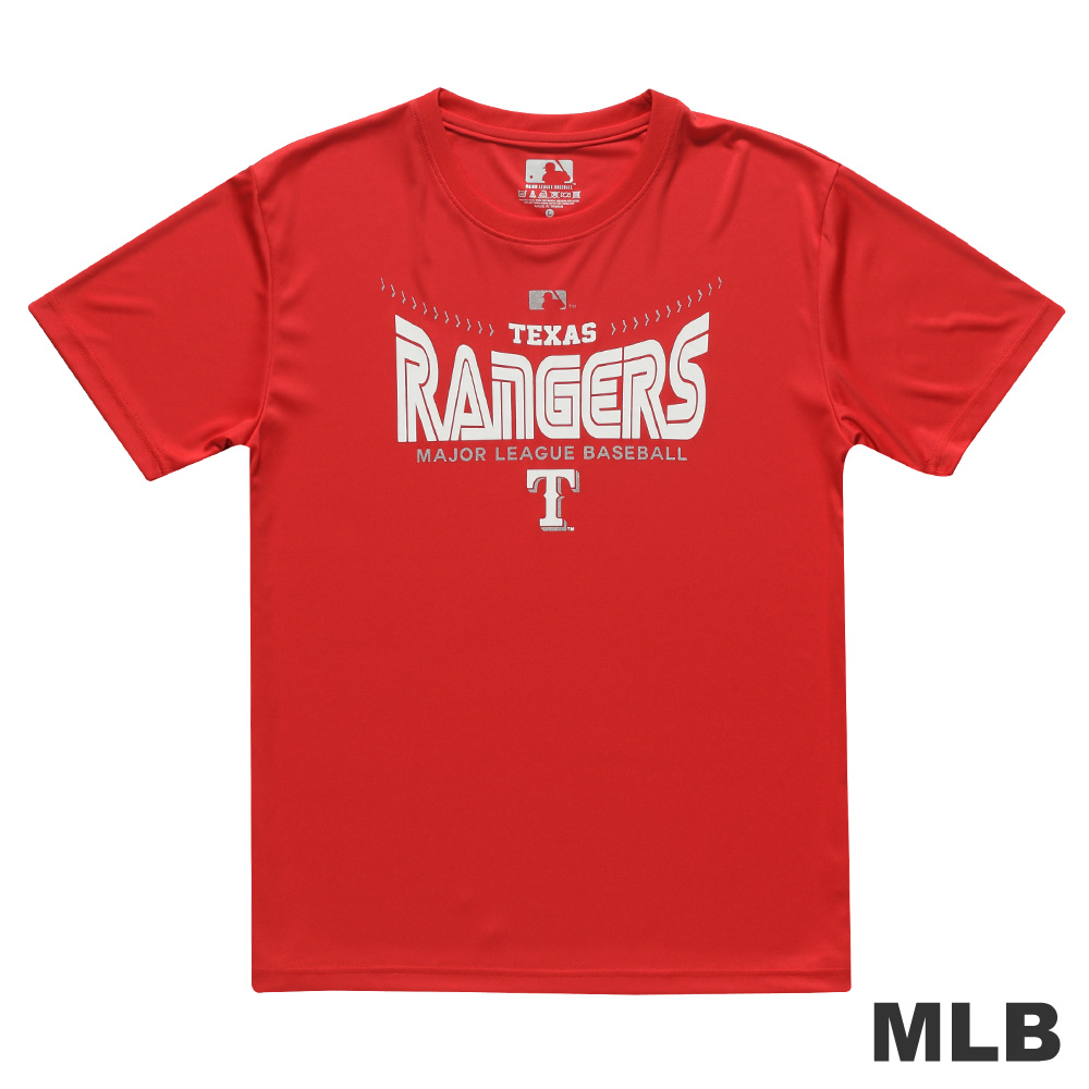 MLB-德州遊騎兵隊吸排平紋短袖T恤-紅(男)